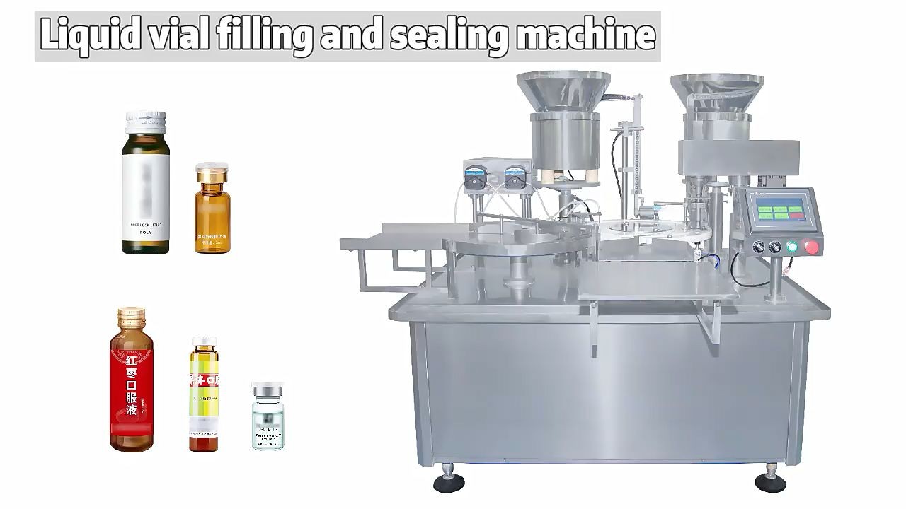 Avtomatski stroj za zapiranje oralnih tekočin za polnjenje farmacevtskih vial s sirupom