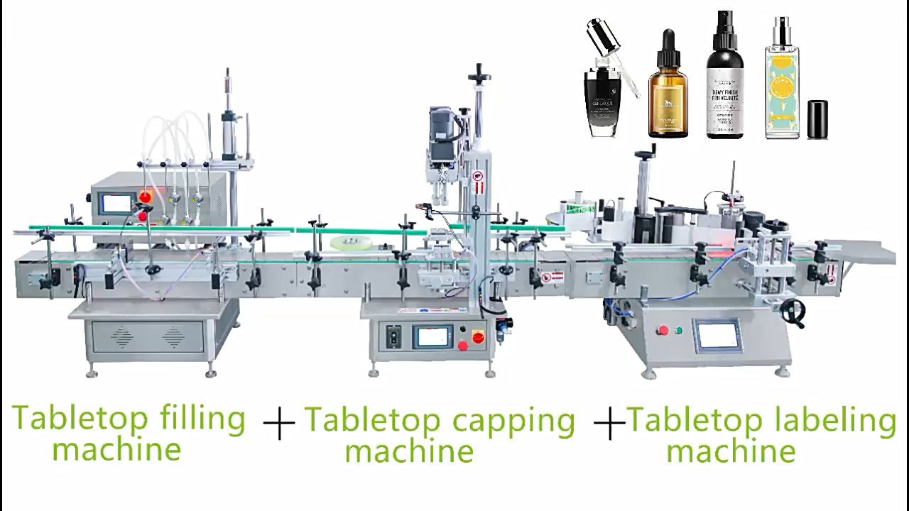 టేబుల్‌టాప్ ప్లాస్టిక్ బాటిల్ లిక్విడ్ ఫిల్లింగ్ మరియు లేబులింగ్ మెషిన్