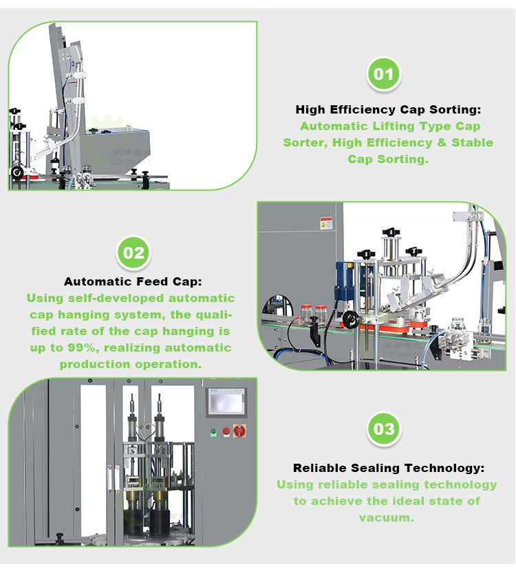 Màquina automàtica de tapar al buit d'ampolles de pots de vidre
